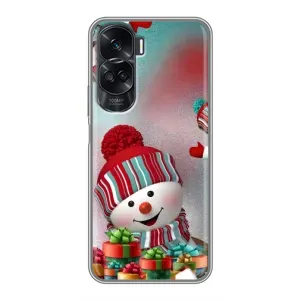 Чехлы на Новый Год Huawei Honor 90 Lite (Снеговик в шапке)