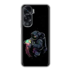 Силіконовый Чохол з принтом "Космонавти" на Huawei Honor 90 Lite (В руках земля)