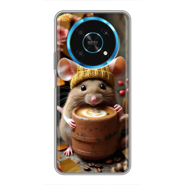 Чехол с рисунком «Мышка с кофе» для Huawei Honor Magic 6 Lite 5G Чехол с рисунком «Мышка с кофе» для Huawei Honor Magic 6 Lite 5G