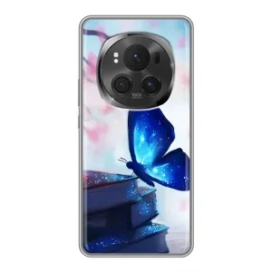 Силиконовый бампер с картинкой животных для Huawei Honor Magic 6 Pro (Бабочка синяя)