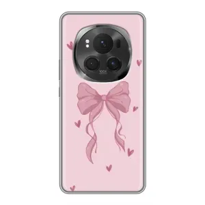 Чехол банты для Huawei Honor Magic 6 Pro (Бант на розовом)