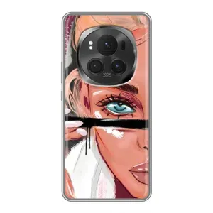 Силиконовый Чехол на Huawei Honor Magic 6 Pro с картинкой Стильных Девушек (Девушка и ресницы)