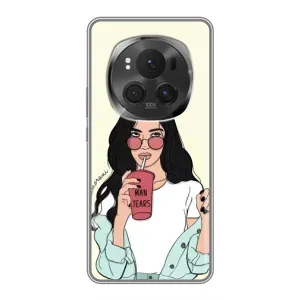 Силиконовый Чехол на Huawei Honor Magic 6 Pro с картинкой Стильных Девушек (С напитком)
