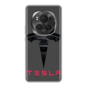 Силиконовый бампер с картинкой машины на Huawei Honor Magic 6 Pro (Logo TESLA)