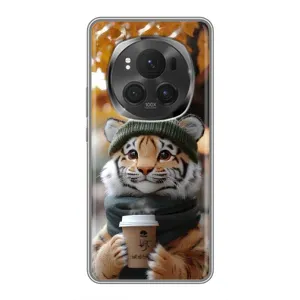 Печатный чехол «Зверята с кофе» для Huawei Honor Magic 6 Pro (Тигр с кофе)