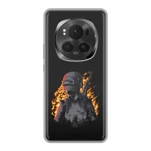 Силиконовый чехол с картинкой "Герой Pubg" на Huawei Honor Magic 6 Pro (В огне)