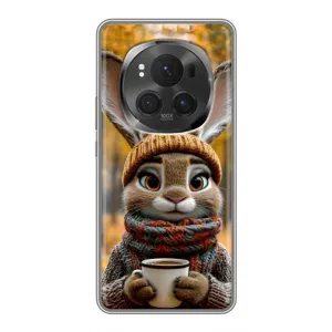 Печатный чехол «Зверята с кофе» для Huawei Honor Magic 6 Pro (Зайчик с кофе)