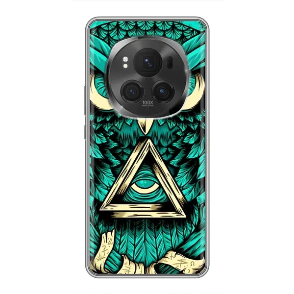 Чехол с рисунком «Зеленая сова» для Huawei Honor Magic 6 Pro