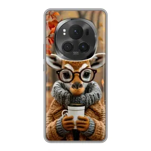 Печатный чехол «Зверята с кофе» для Huawei Honor Magic 6 Pro (Жираф с кофе)