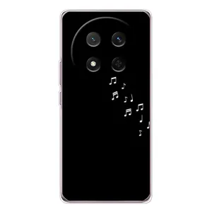 Чехол с картинками на черном фоне для Huawei Honor Magic 7 Lite (Ноты)
