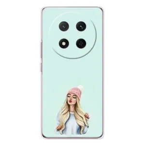 Силиконовый Чехол на Huawei Honor Magic 7 Lite с картинкой Стильных Девушек (В шапке)