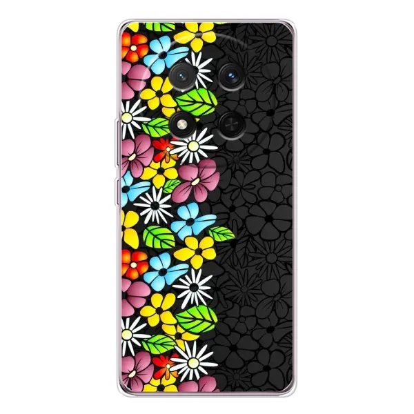 Чехол с рисунком «Яркие цветы на черном» для Huawei Honor Magic 7 Lite Чехол с рисунком «Яркие цветы на черном» для Huawei Honor Magic 7 Lite