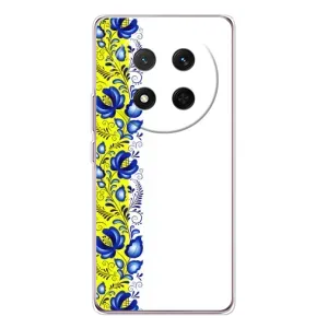 Силиконовый Чехол на Huawei Honor Magic 7 Lite с картинкой Вышиванки (Желто-синяя вышиванка)