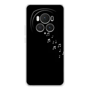 Чехол с картинками на черном фоне для Huawei Honor Magic 7 Pro (Ноты)