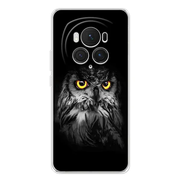 Чехол с рисунком «Сова на чёрном» для Huawei Honor Magic 7 Pro Чехол с рисунком «Сова на чёрном» для Huawei Honor Magic 7 Pro