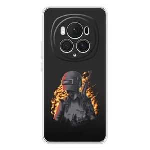 Силиконовый чехол с картинкой "Герой Pubg" на Huawei Honor Magic 7 Pro (В огне)