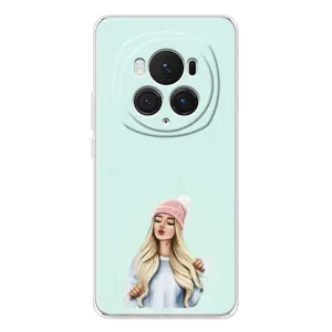 Силиконовый Чехол на Huawei Honor Magic 7 Pro с картинкой Стильных Девушек (В шапке)