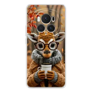 Печатный чехол «Зверята с кофе» для Huawei Honor Magic 7 Pro (Жираф с кофе)