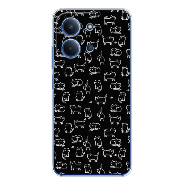 Чехол с рисунком «Котики на черном» для Huawei Honor Play 11 Plus Чехол с рисунком «Котики на черном» для Huawei Honor Play 11 Plus