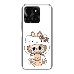Чехол с принтом Лабубу для Huawei Honor X6a (Белый Лабубу)