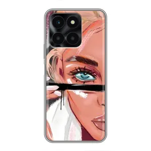 Силиконовый Чехол на Huawei Honor X6a с картинкой Стильных Девушек (Девушка и ресницы)