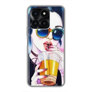 Чехол с картинкой Модные Девчонки Huawei Honor X6a (Девушка с коктейлем)