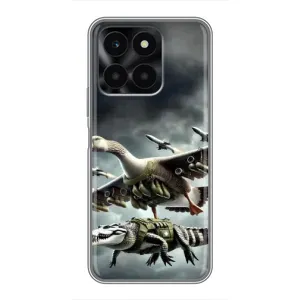 Чехол с мемами тралалело тралала для Huawei Honor X6a (Гусини и крокодило)