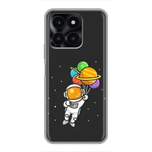 Силиконовый Чехол с принтом "Космонавты" на Huawei Honor X6a (Космонавт с шариками)