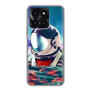 Силиконовый Чехол с принтом "Космонавты" на Huawei Honor X6a (Космонавт в воде)