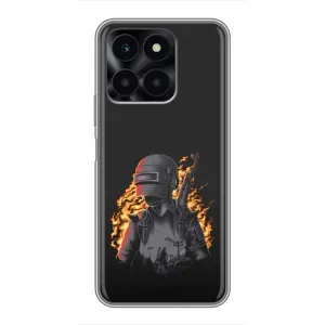 Силиконовый чехол с картинкой "Герой Pubg" на Huawei Honor X6a (В огне)