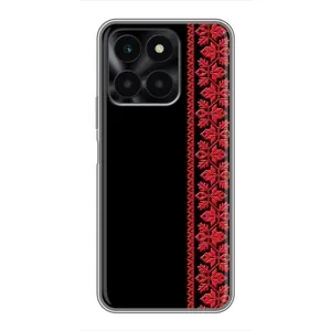 Силиконовый Чехол на Huawei Honor X6a с картинкой Вышиванки (Вышиванка на черном)