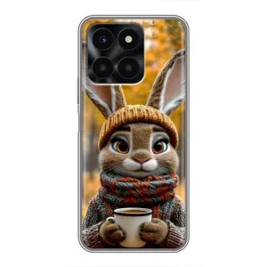 Друкований чохол 'Звірята з кавою' для Huawei Honor X6a (Зайчик з кавою)