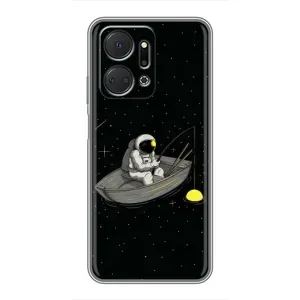 Силиконовый Чехол с принтом "Космонавты" на Huawei Honor X7a (Космонавт на рыбалке)