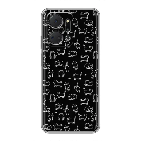 Чехол с рисунком «Котики на черном» для Huawei Honor X7a Чехол с рисунком «Котики на черном» для Huawei Honor X7a