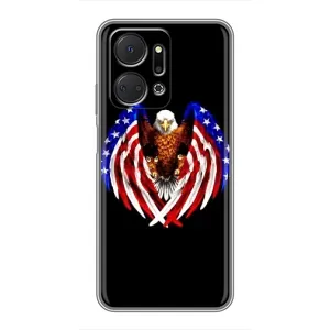 Чехол Флаг USA для Huawei Honor X7a (Крылья США)