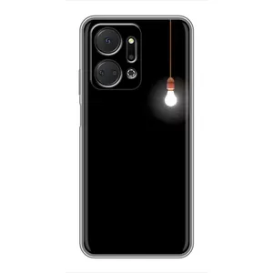 Чехол с картинками на черном фоне для Huawei Honor X7a (Лампочка)