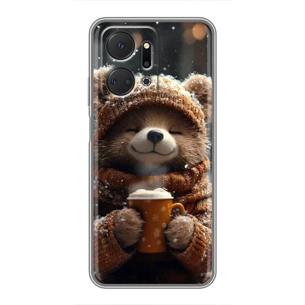 Чехол с рисунком «Медвежонок с кофе» для Huawei Honor X7a Чехол с рисунком «Медвежонок с кофе» для Huawei Honor X7a