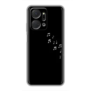 Чехол с картинками на черном фоне для Huawei Honor X7a (Ноты)