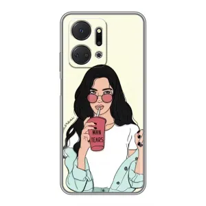 Силіконовый Чохол на Huawei Honor X7a з картинкой Модных девушек (З напоєм)