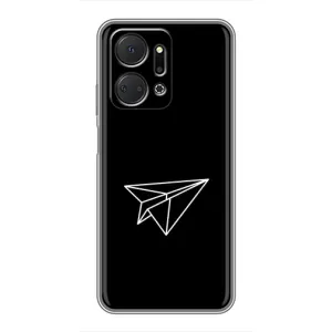 Чехол с картинками на черном фоне для Huawei Honor X7a (Самолетик)