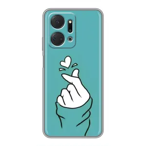 Чехлы (Знак сердечка) на Huawei Honor X7a (Сердечко на бирюзовом)