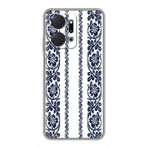 Силиконовый Чехол на Huawei Honor X7a с картинкой Вышиванки (Синяя вышиванка)