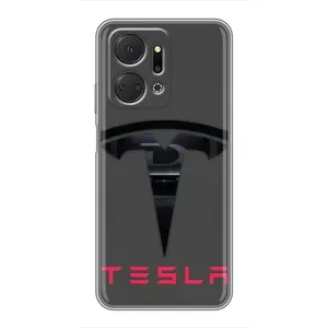 Силіконовий бампер з картинкою машини на Huawei Honor X7a (Logo TESLA)