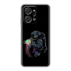 Силиконовый Чехол с принтом "Космонавты" на Huawei Honor X7a (В руках земля)