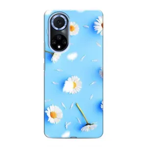 Чохол з Квітами для Huawei Honor X7b (ромашки на блакитному)