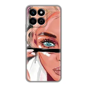Силиконовый Чехол на Huawei Honor X7c с картинкой Стильных Девушек (Девушка и ресницы)