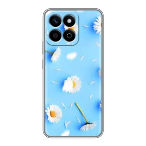Чехол с Цветами для Huawei Honor X7c (ромашки на голубом)
