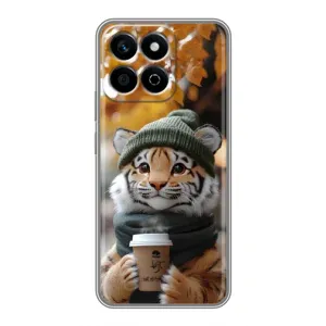 Друкований чохол 'Звірята з кавою' для Huawei Honor X7c (Тигр з кавою)