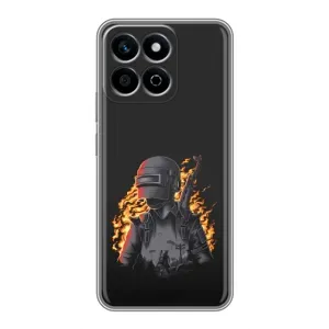 Силиконовый чехол с картинкой "Герой Pubg" на Huawei Honor X7c (В огне)