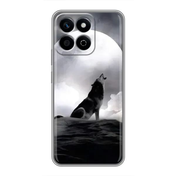 Чехол с рисунком «Волк и луна» для Huawei Honor X7c